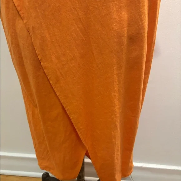 Martel 100% Linen Orange Wrap Dress - Picture 4 of 12